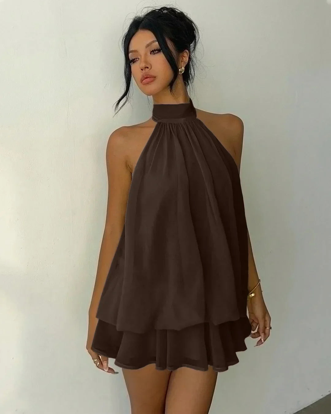 Sexy Sleeveless Halter Backless Mini Skirt