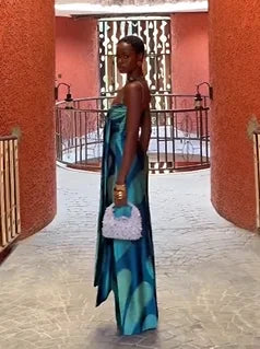 Sexy Sling Backless Print Slim Dress