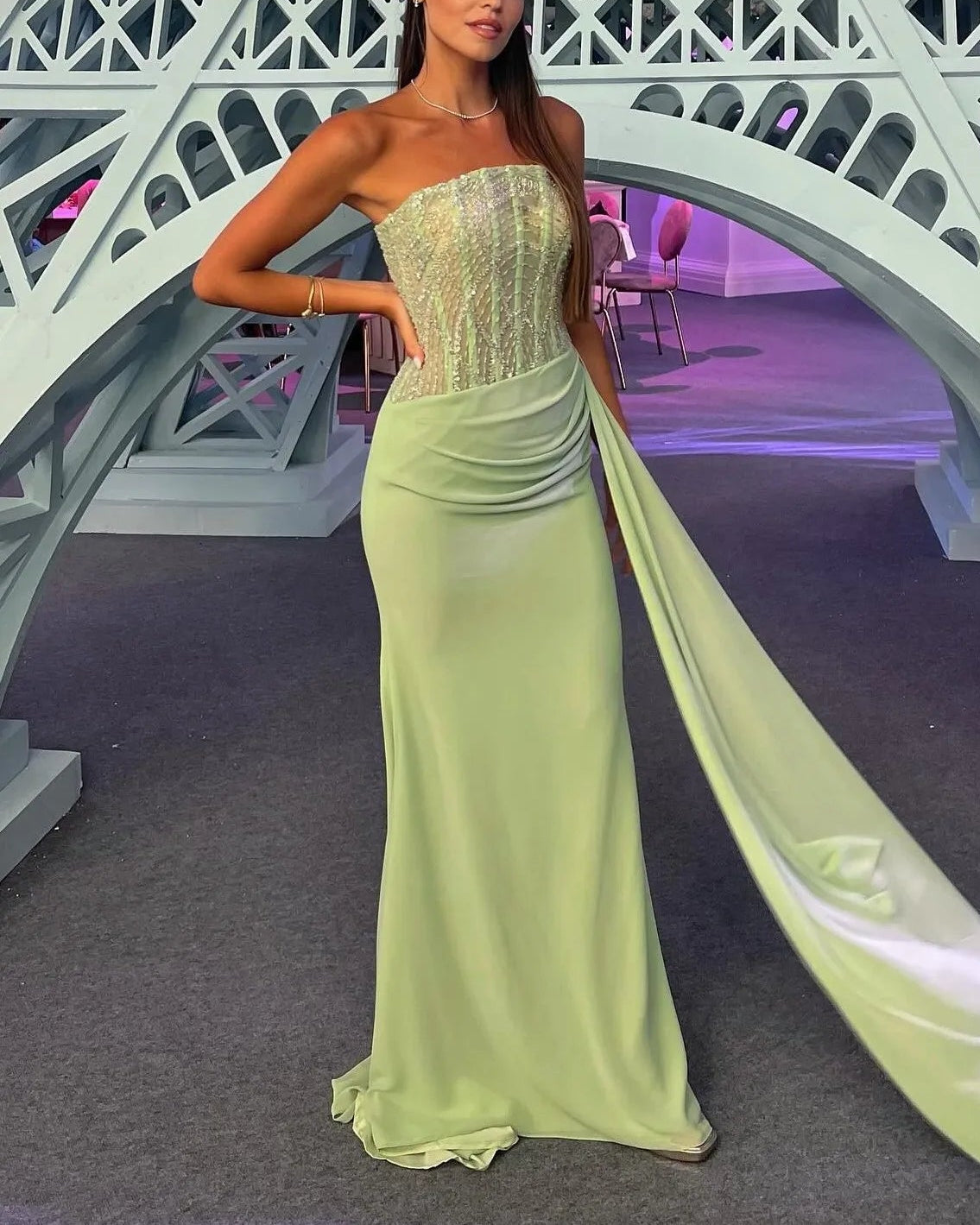 Sexy Bandeau Slim-Fit Stitching Elegant Dress