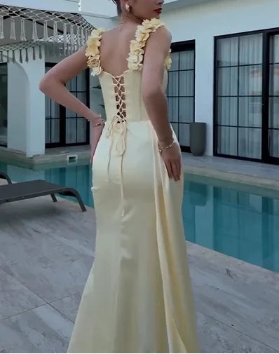 Sexy Sleeveless Cold-Shoulder Lace Slim Maxi Dress