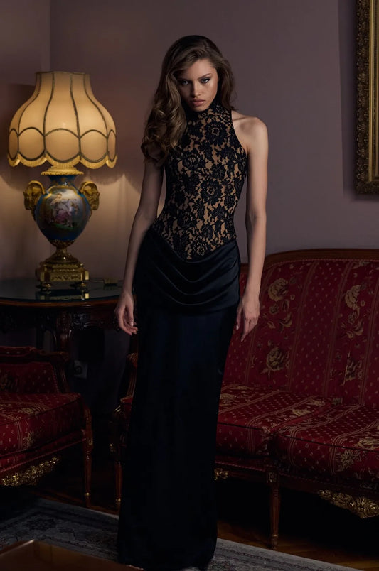 Sexy Sleeveless Lace Stitching Elegant Dress