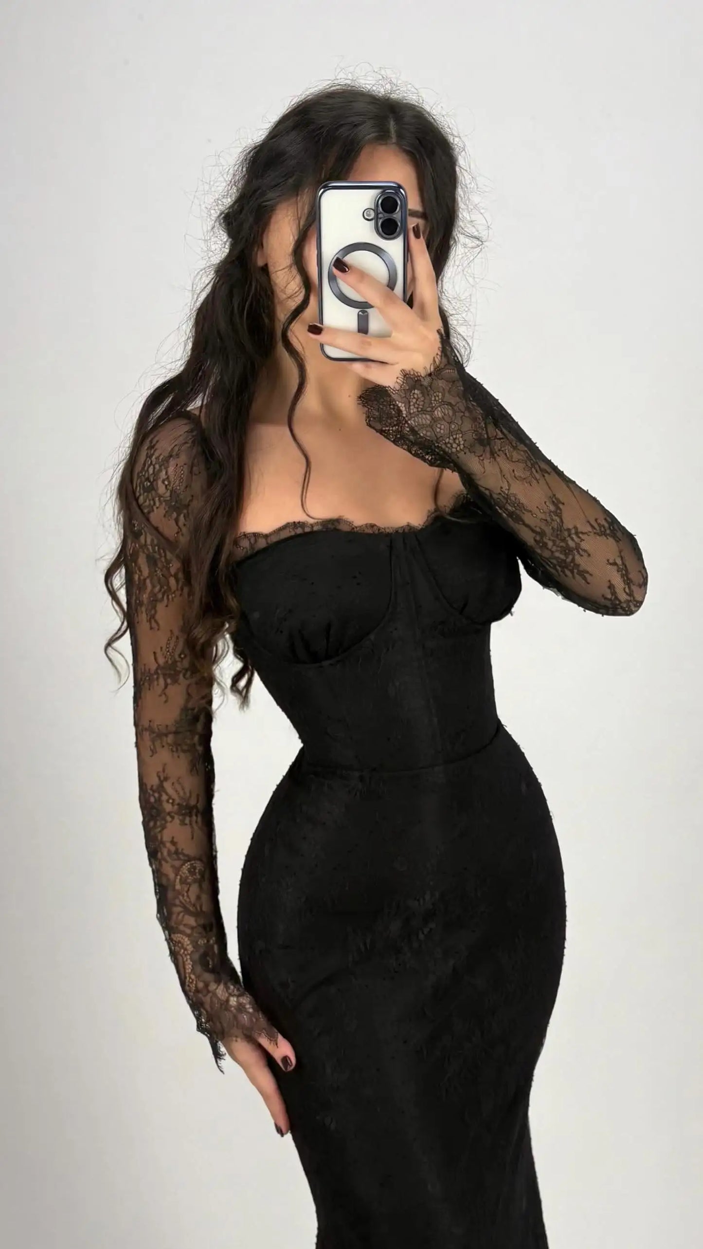 Sexy Lace U-Neck Slim Fit Elegant Maxi Dress