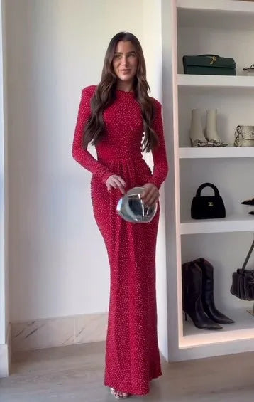 Sexy Long Sleeve Polka Dot Slim Dress