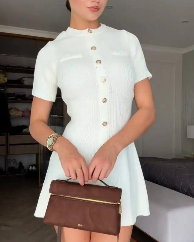 Sexy Short Sleeve round Neck Temperament Mini Dress