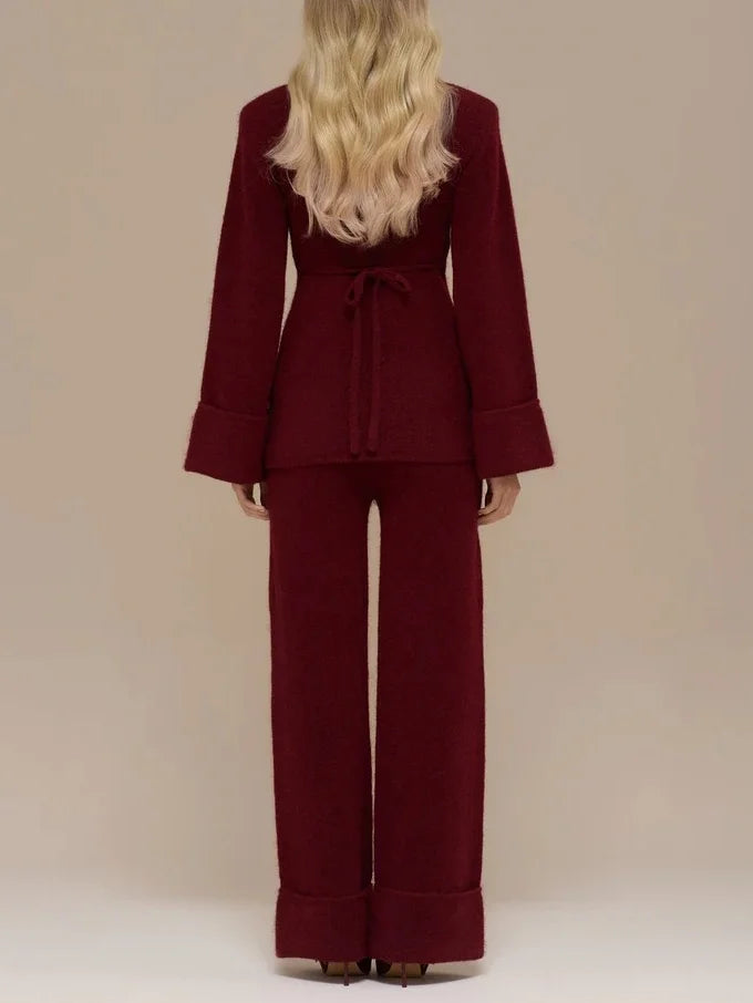 Sexy Solid Color Temperament Long Sleeve Trousers Suit