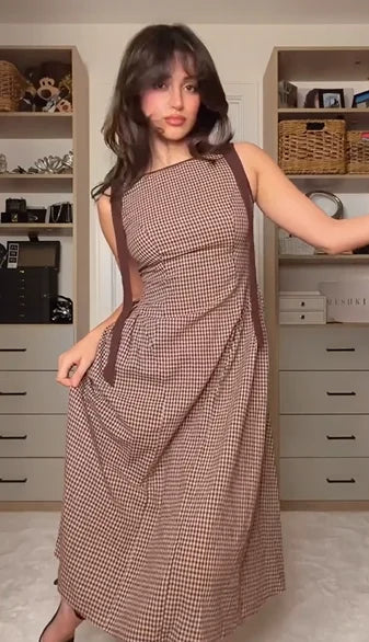 Cute Sleeveless Houndrs Thooth Slim Dress