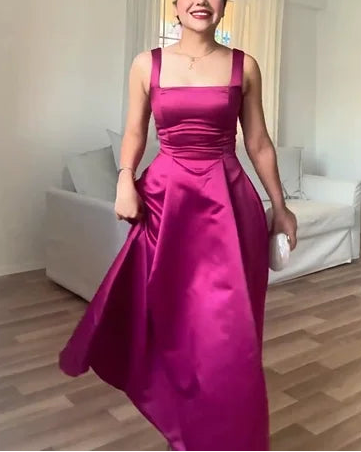 Sexy U Collar Solid Color Casual Midi Dress