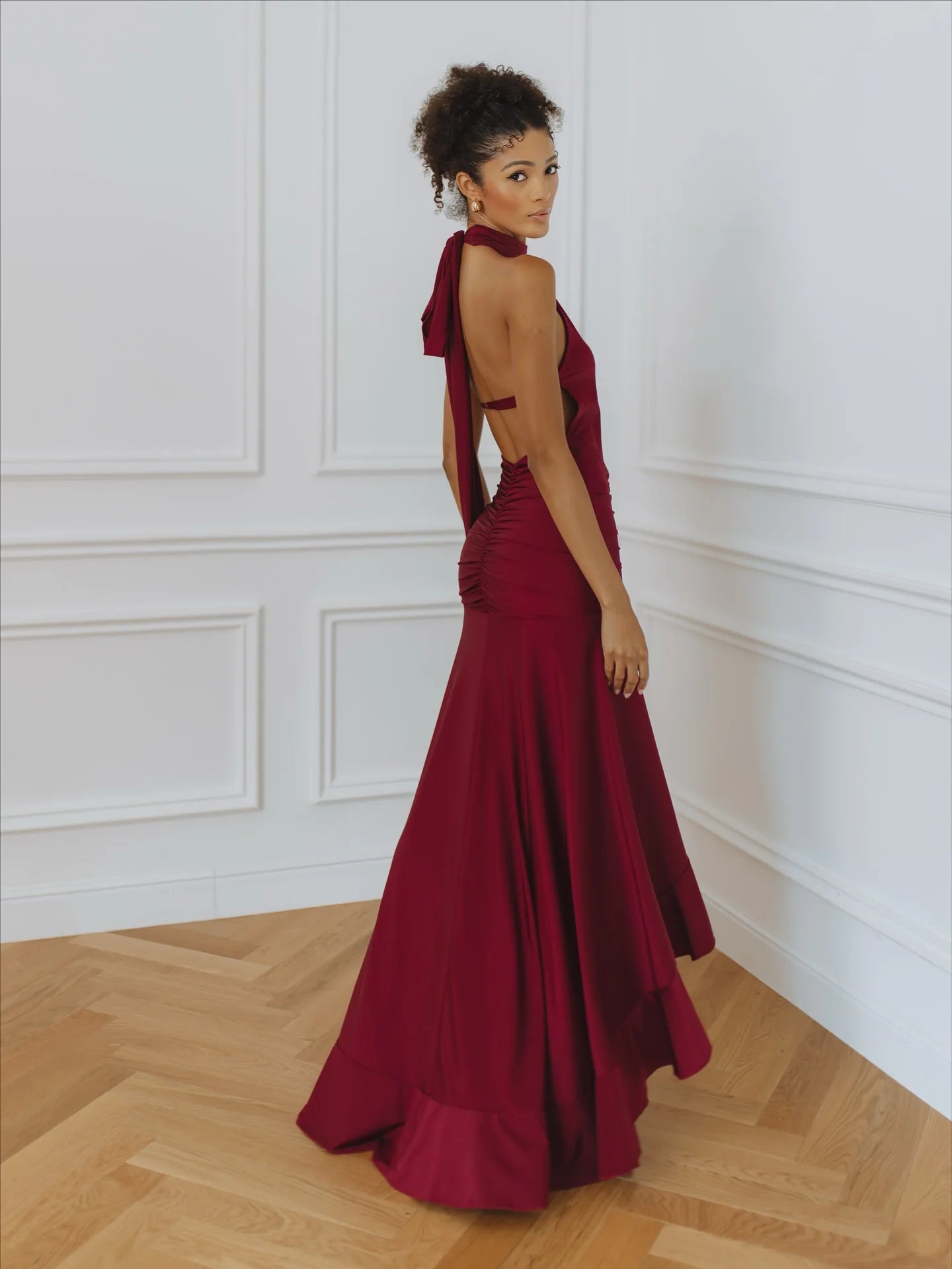 Sexy Sleeveless Halter Slim-Fit Front Slit Dress