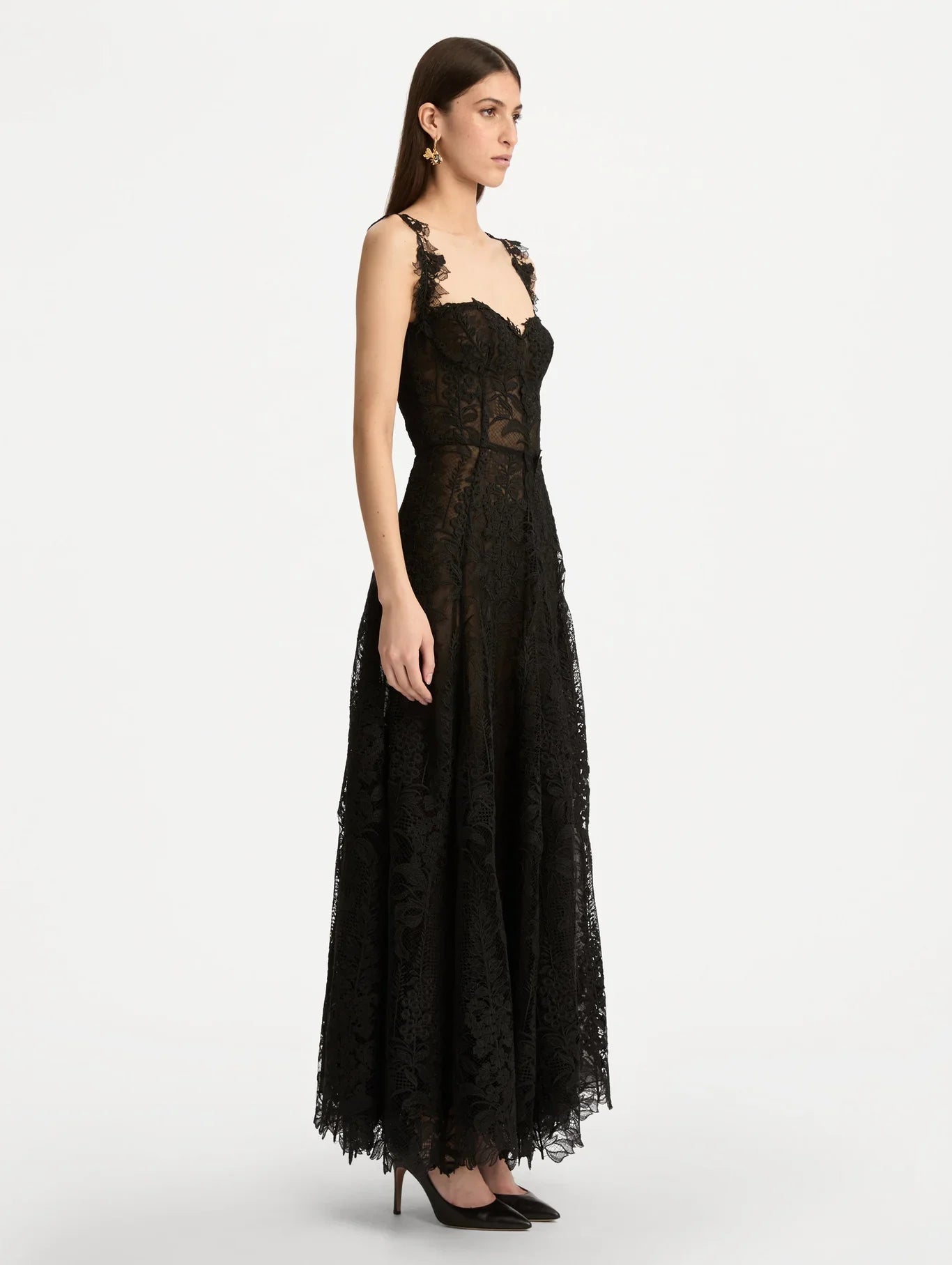 Sexy Lace Sling Solid Color Dress
