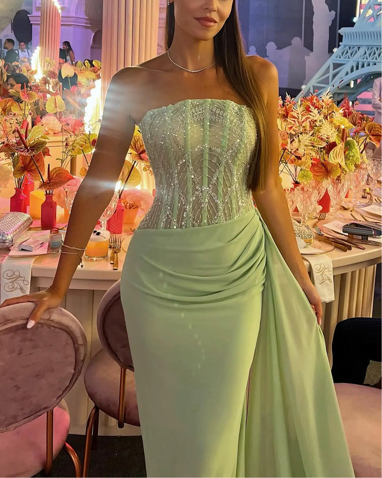 Sexy Bandeau Slim-Fit Stitching Elegant Dress