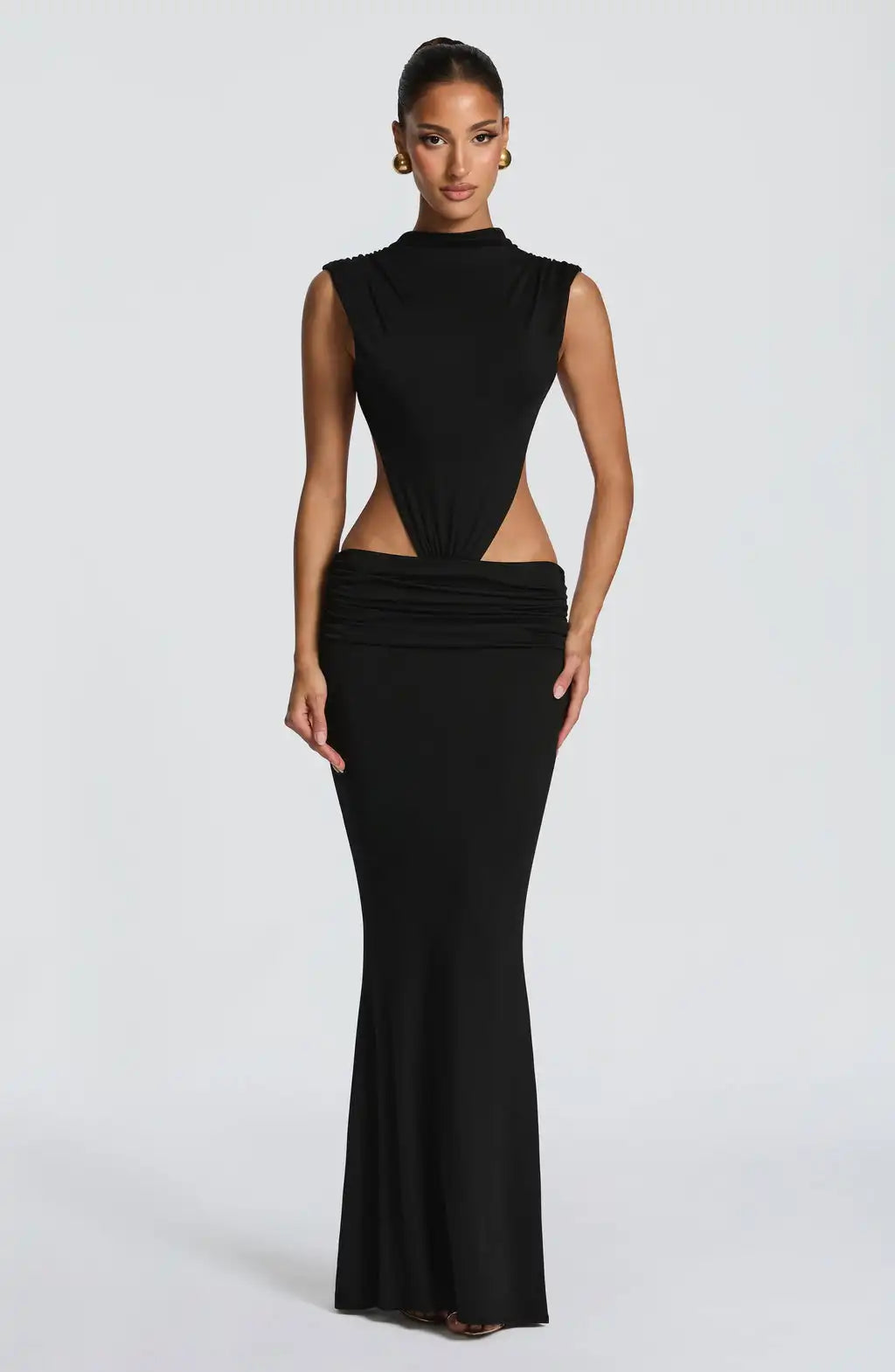 Sexy Front & Back Cutout Ruched Mermaid Maxi Dress