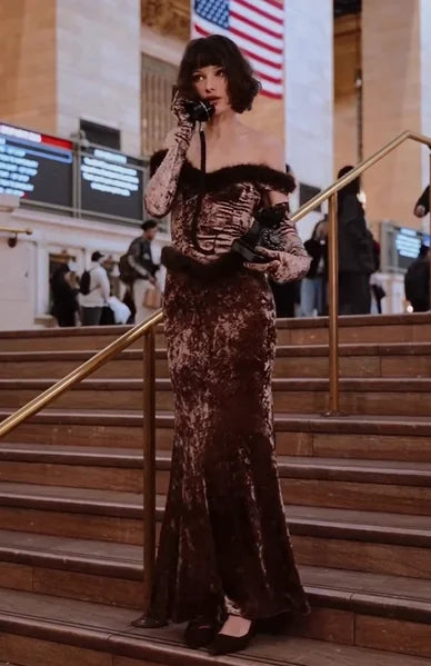 Sexy off-the-Shoulder Tube Top Slim-Fit Plush Dress