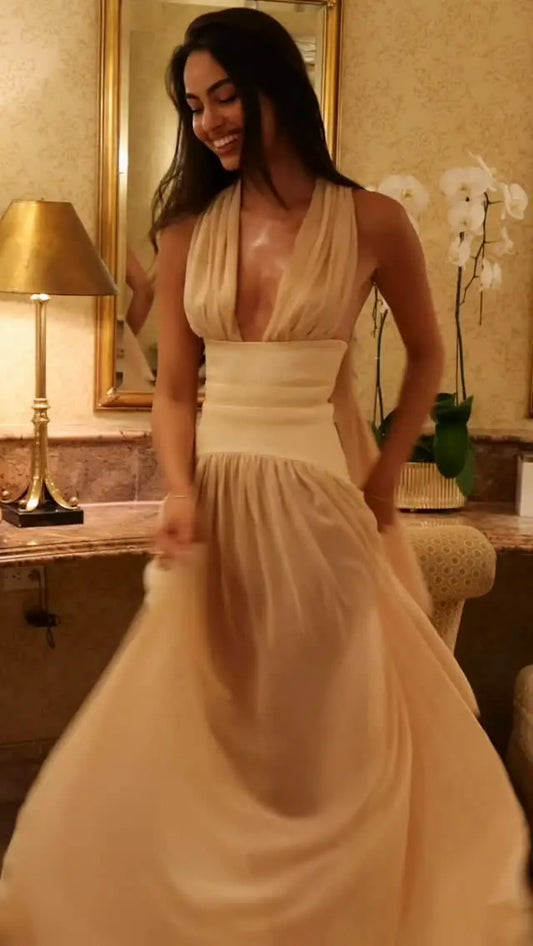 Sexy Sleeveless Cinched Patchwork Pleated Dress