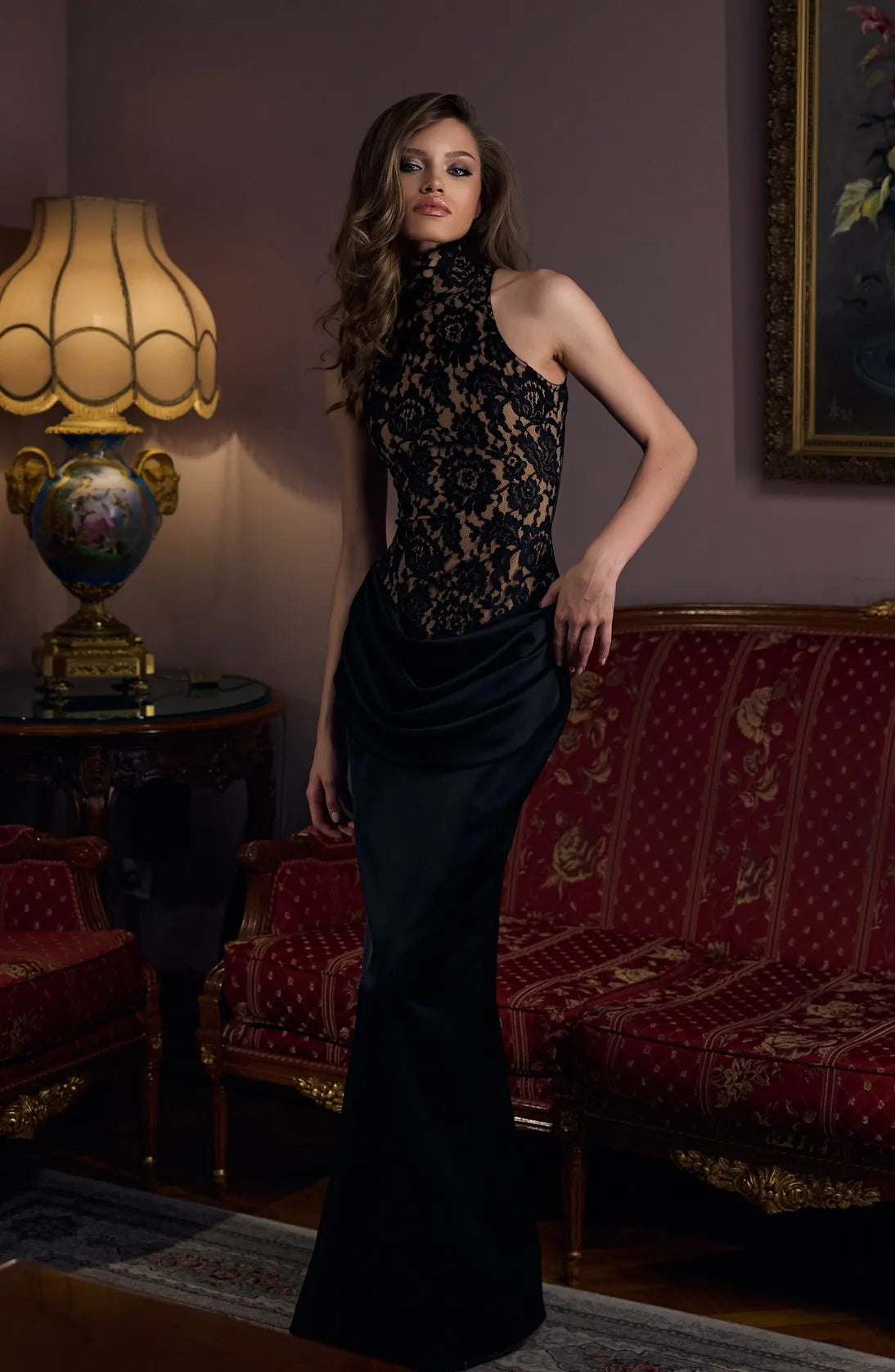 Sexy Sleeveless Lace Stitching Elegant Dress