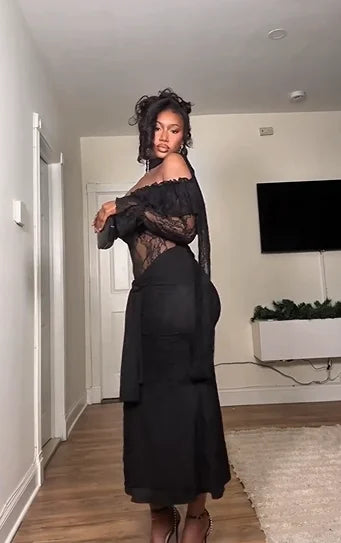 Gorgeous Muse: All-black Hot Girl Dress Showing Elegant Aura