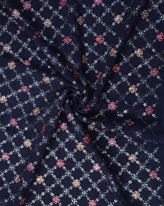 MULTICOLOR GEORGETTE SEQUINS EMBROIDERY FABRIC