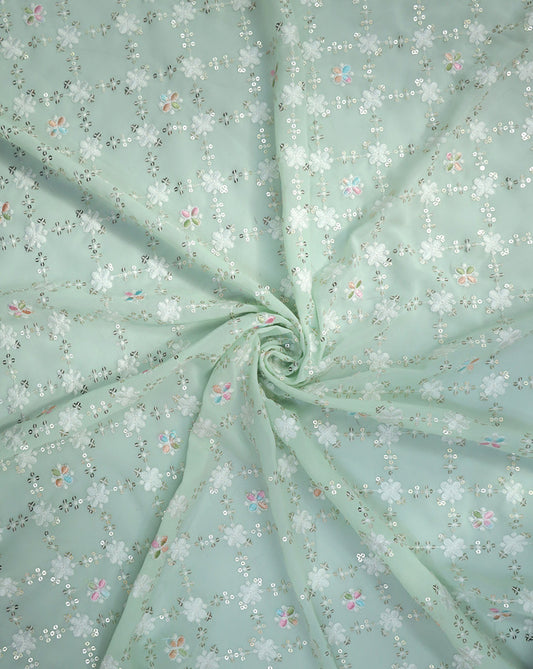 MULTICOLOR GEORGETTE SEQUINS EMBROIDERY FABRIC