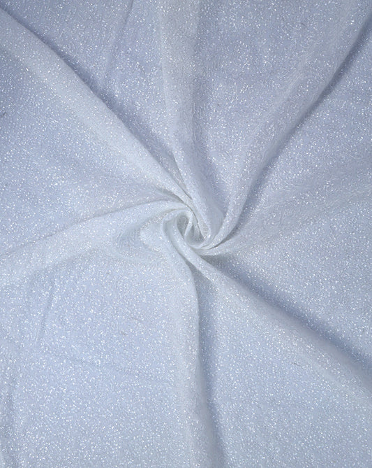 WHITE VISCOSE GEORGETTE SEQUINS EMBROIDERY FABRIC