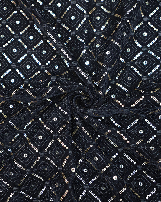 BLACK VELVET FABRIC WITH SEQUINS