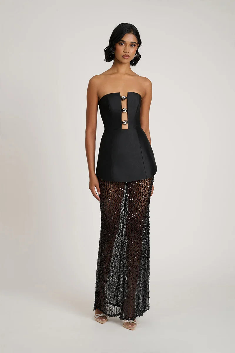 Sexy Tube Top Stitching Hollow Dress