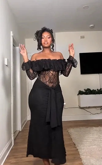 Gorgeous Muse: All-black Hot Girl Dress Showing Elegant Aura