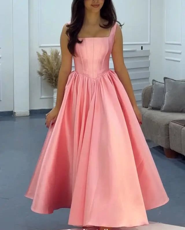 Sexy Solid Color Waist Tight Sleeveless Midi Dress