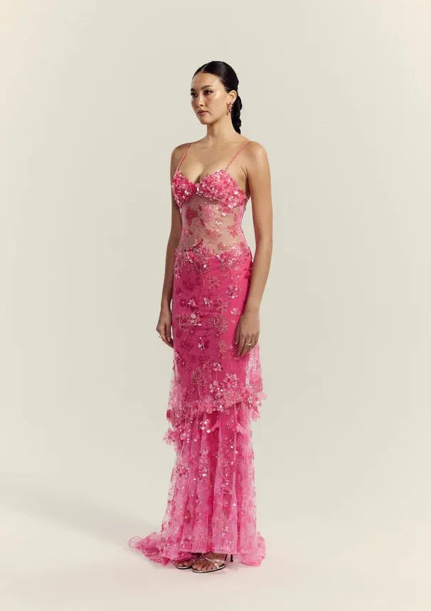 Sexy Sequined Suspender See-through Dress