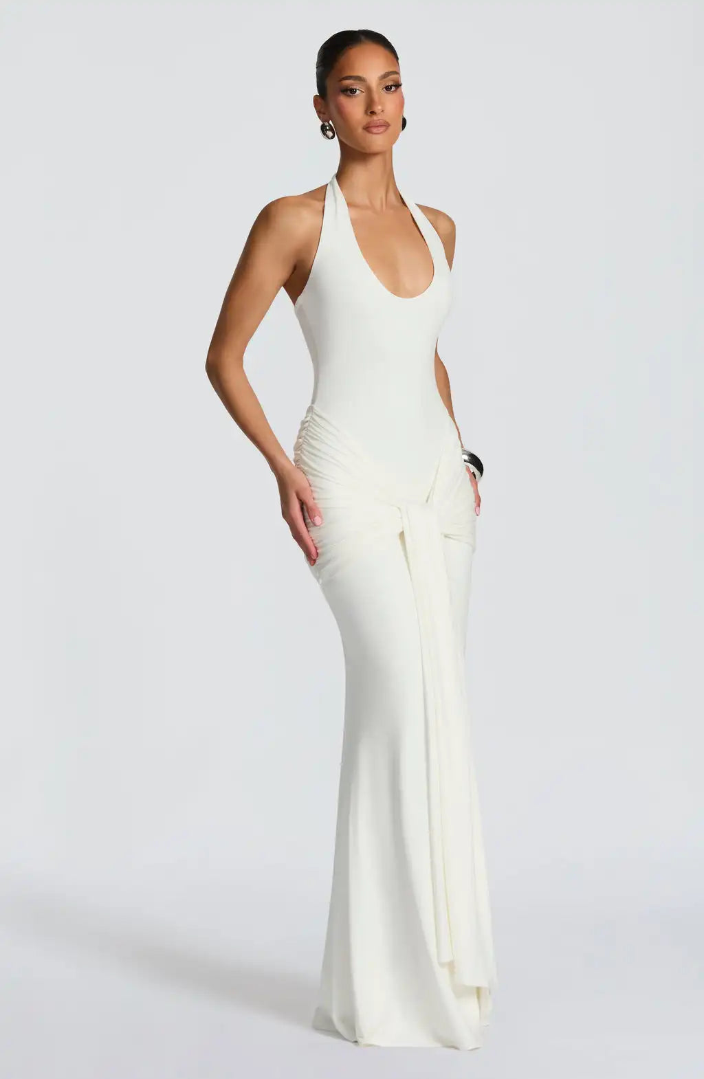 Sexy Halter Ruched Tie Bodycon Mermaid Dress