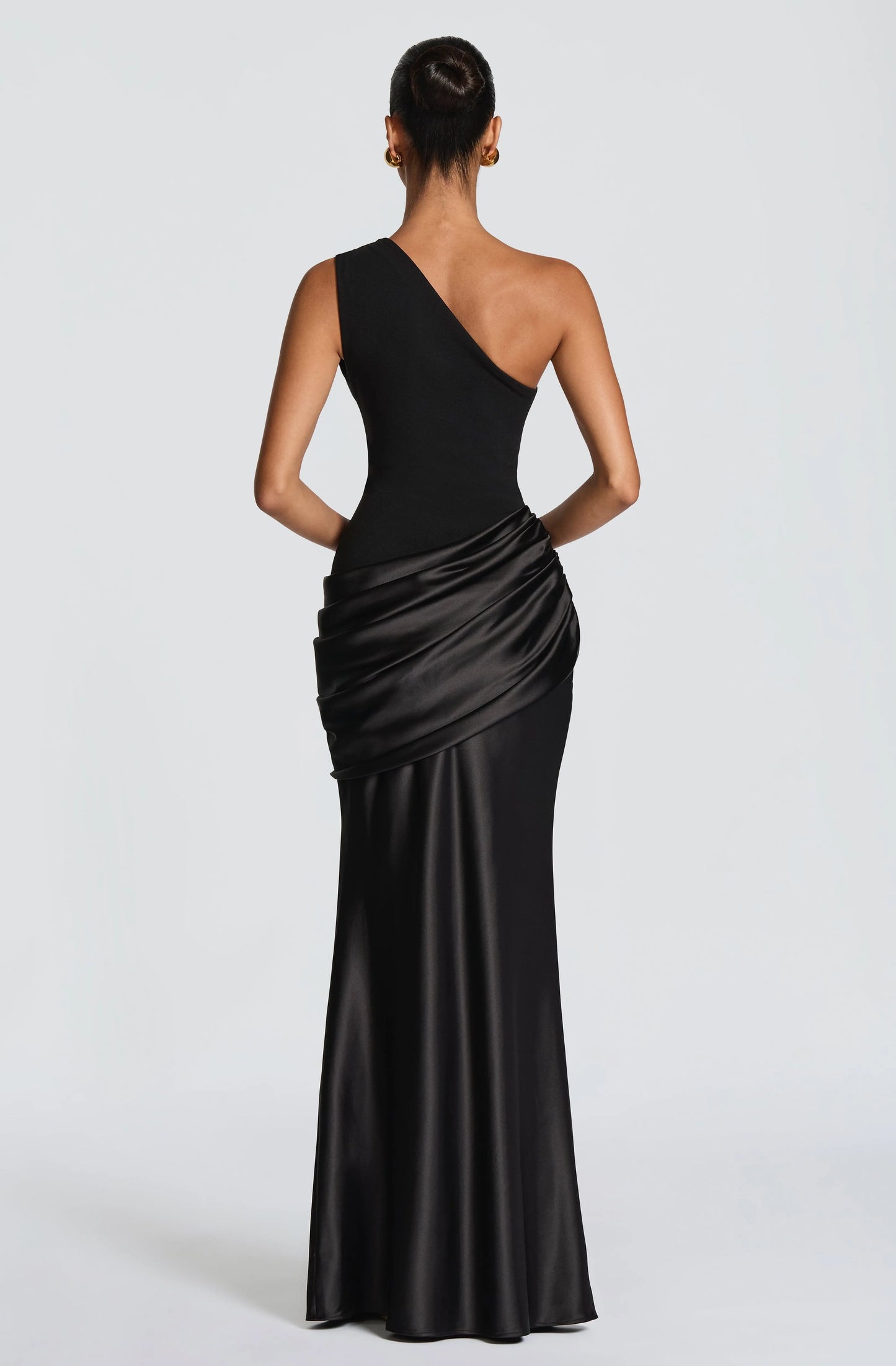 One-Shoulder Ruched Satin Mermaid Gown