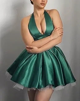 Sexy Halter V Neck Sleeveless Mini Dress