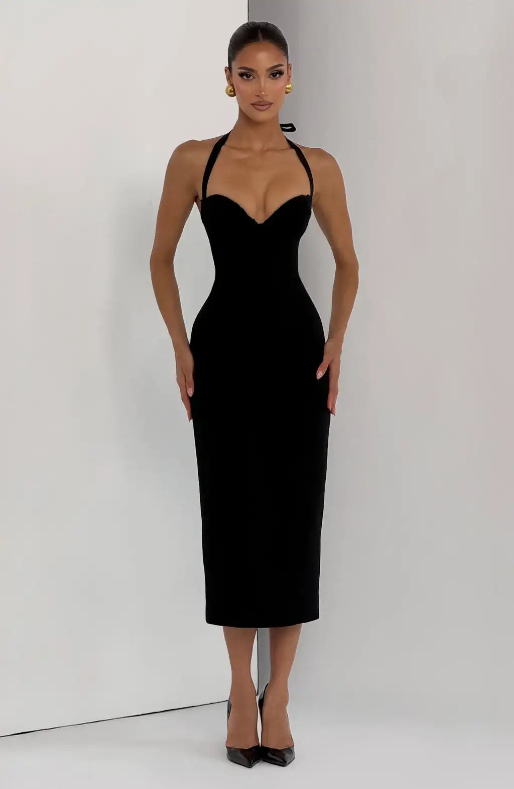 Sexy Halter Low-Cut Slim Fit Backless Dress