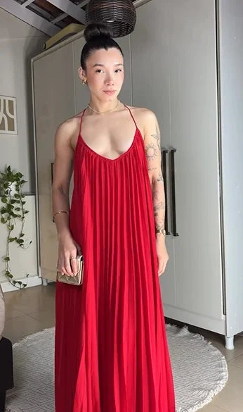 Sexy Deep V Loose Solid Color Dress
