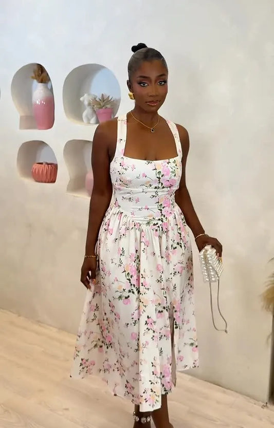 Sexy Print Backless Slim Fit Dress