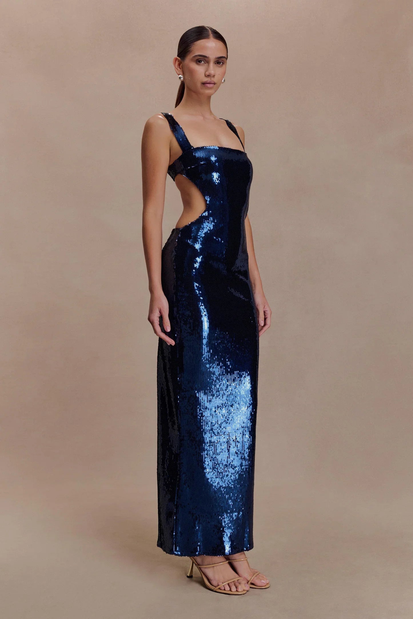 Sexy Sleeveless U-Neck Tight Waist Sequins Dress