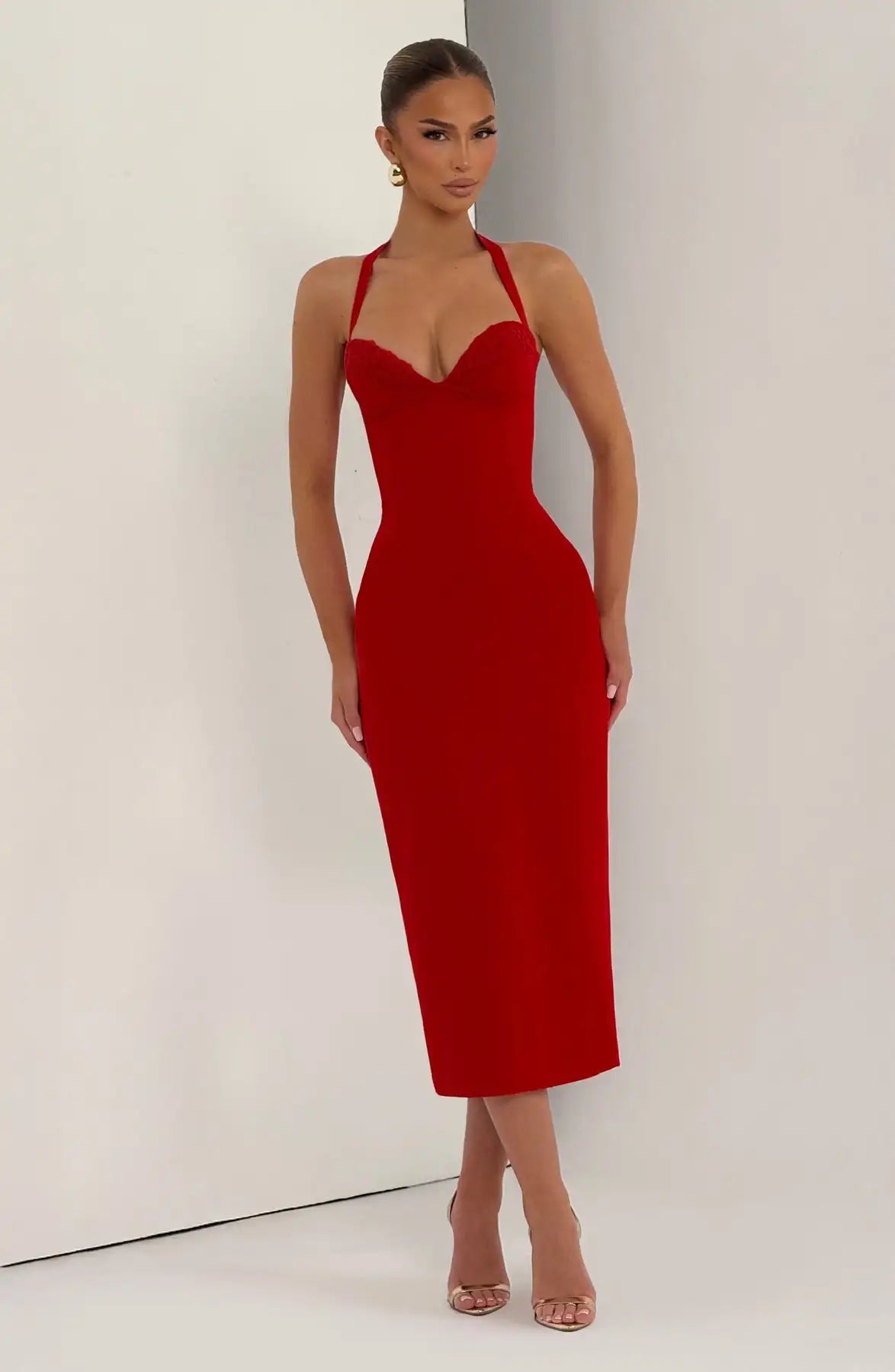 Sexy Halter Low-Cut Slim Fit Backless Dress