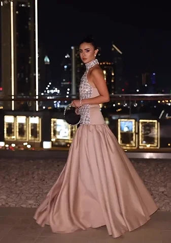 Sexy Halter Sequin Stitching Dress