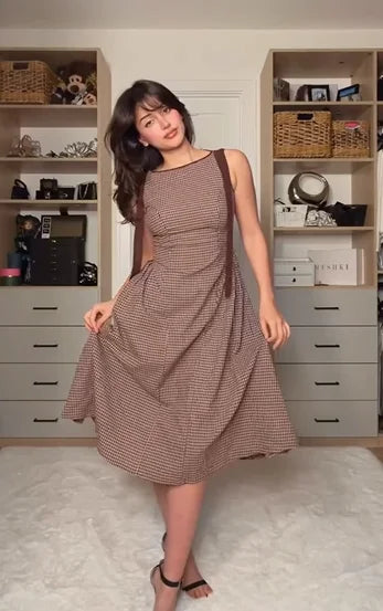 Cute Sleeveless Houndrs Thooth Slim Dress