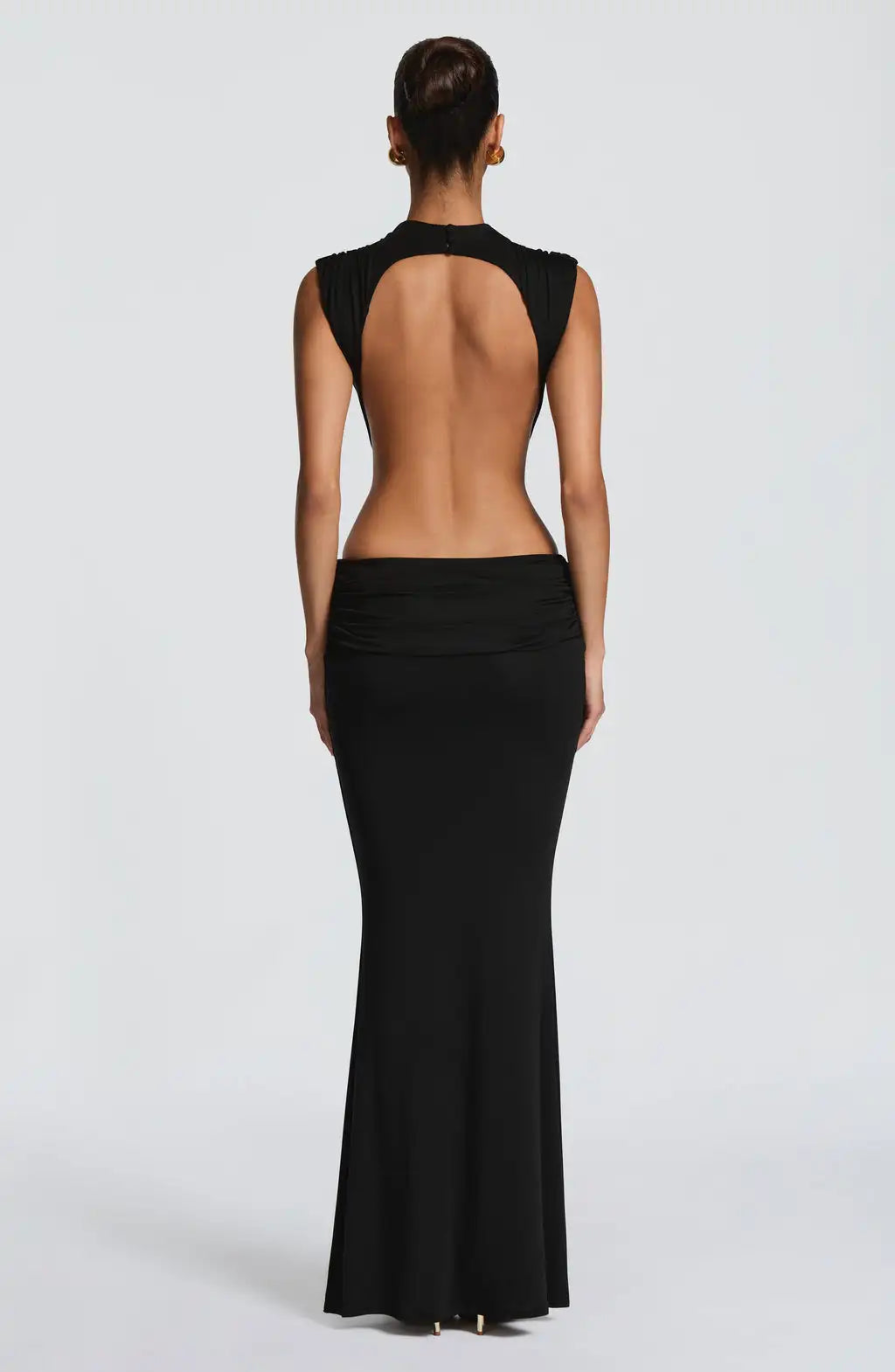 Sexy Front & Back Cutout Ruched Mermaid Maxi Dress