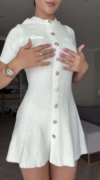 Sexy Short Sleeve round Neck Temperament Mini Dress