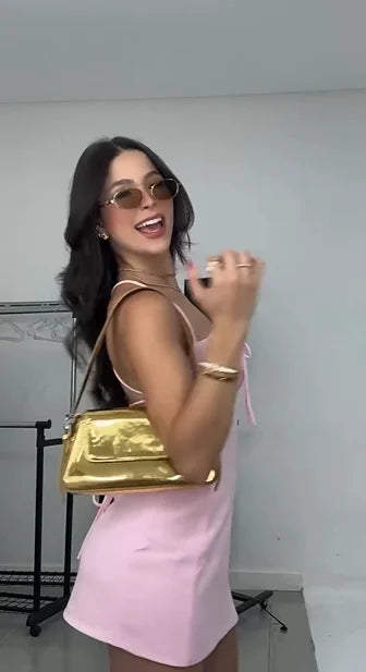 Sweet Style Pink Cutout Tie Cami Mini Dress