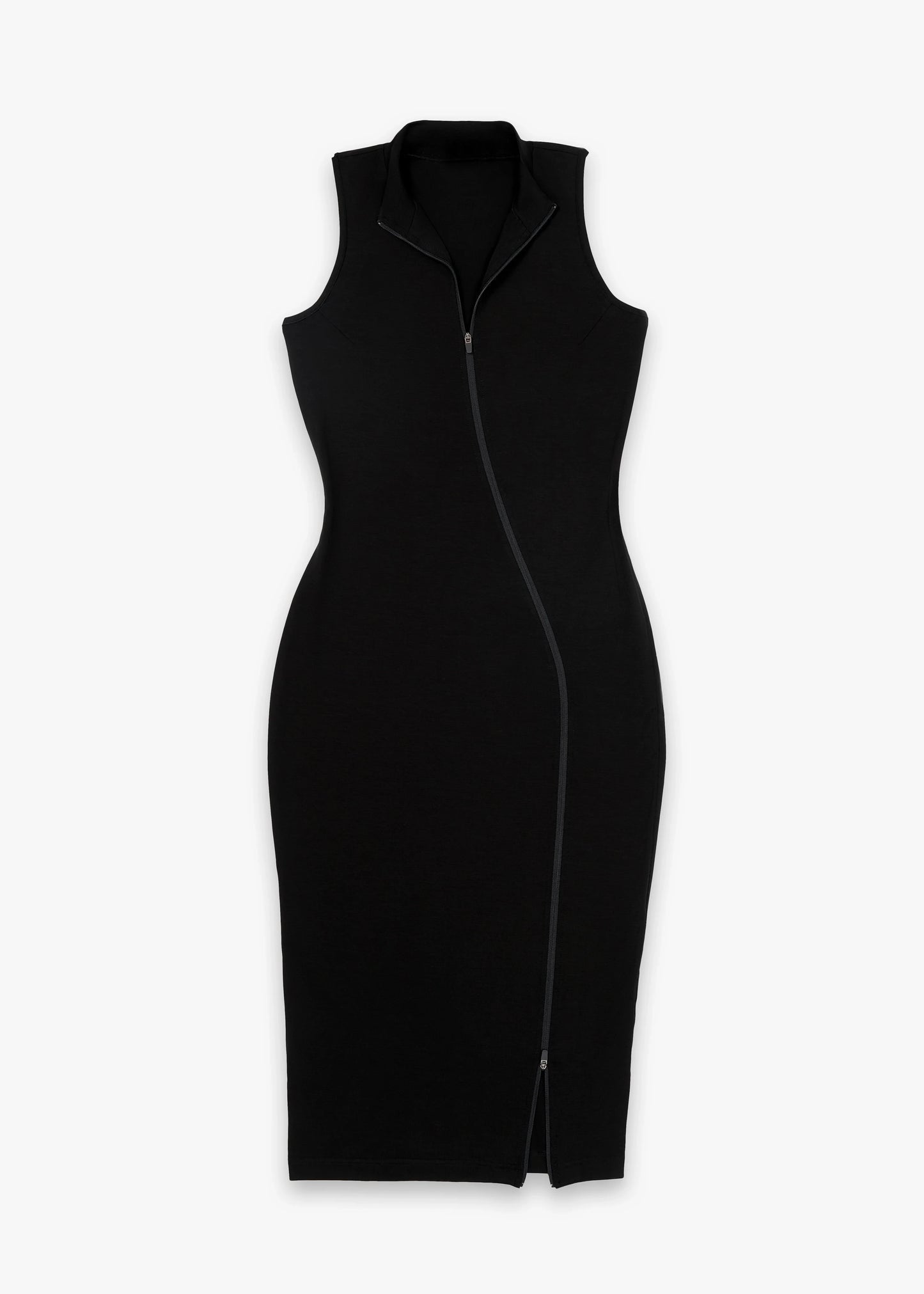 Sexy Sleeveless Solid Color Zip Dress Bodycon Dress