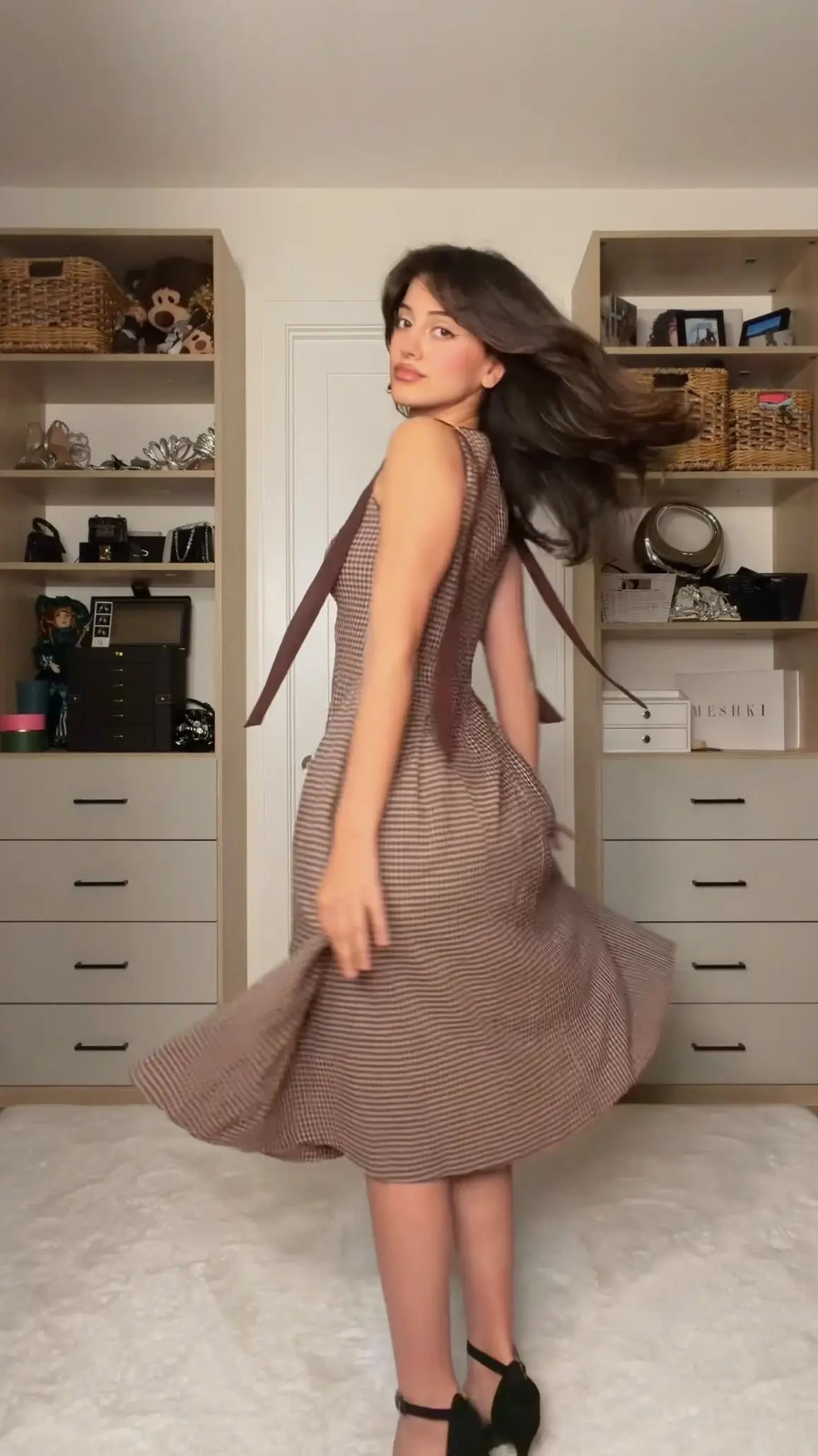 Cute Sleeveless Houndrs Thooth Slim Dress