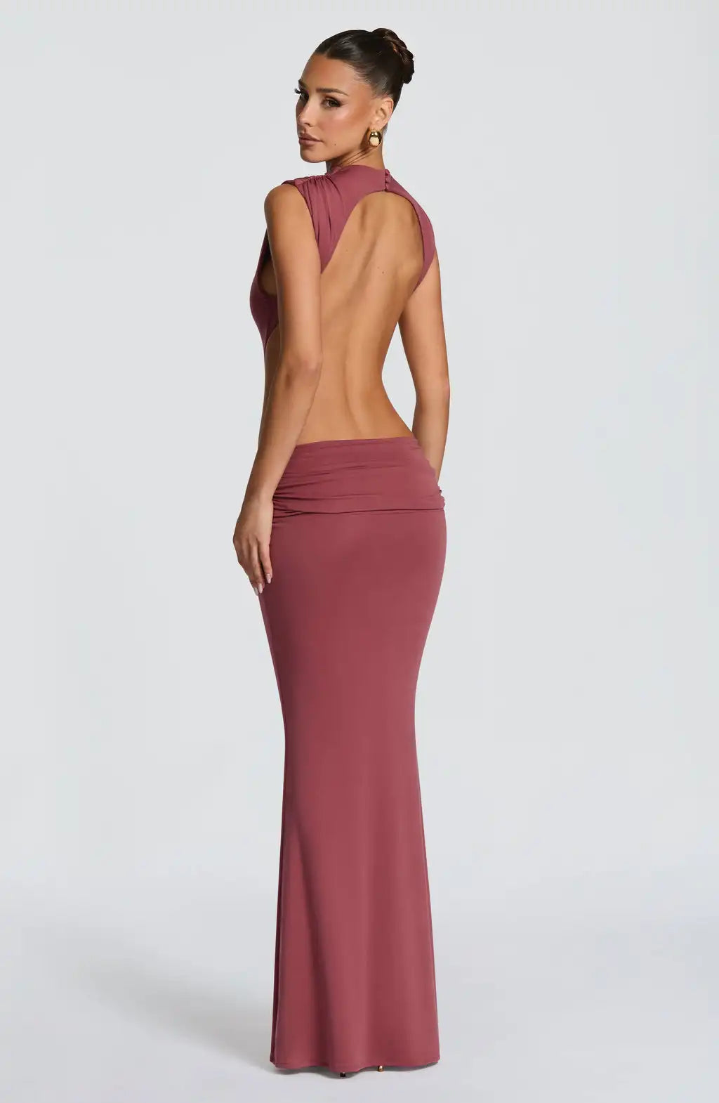 Sexy Front & Back Cutout Ruched Mermaid Maxi Dress