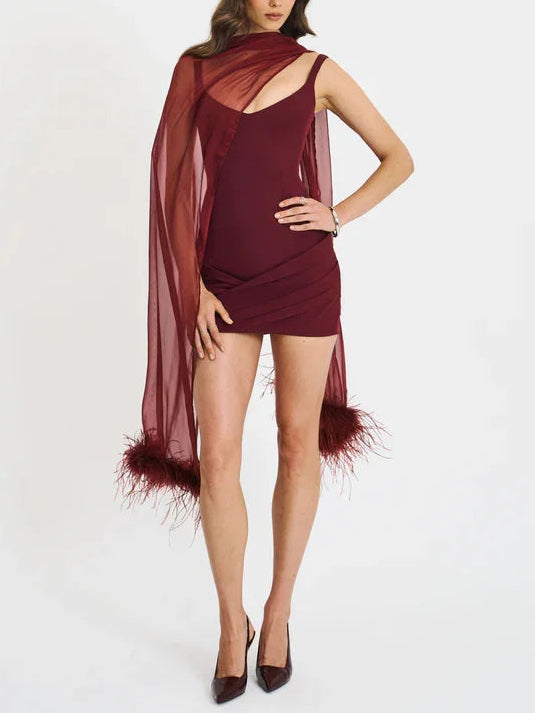 Sexy See-through Thin Shawl Mini Dress