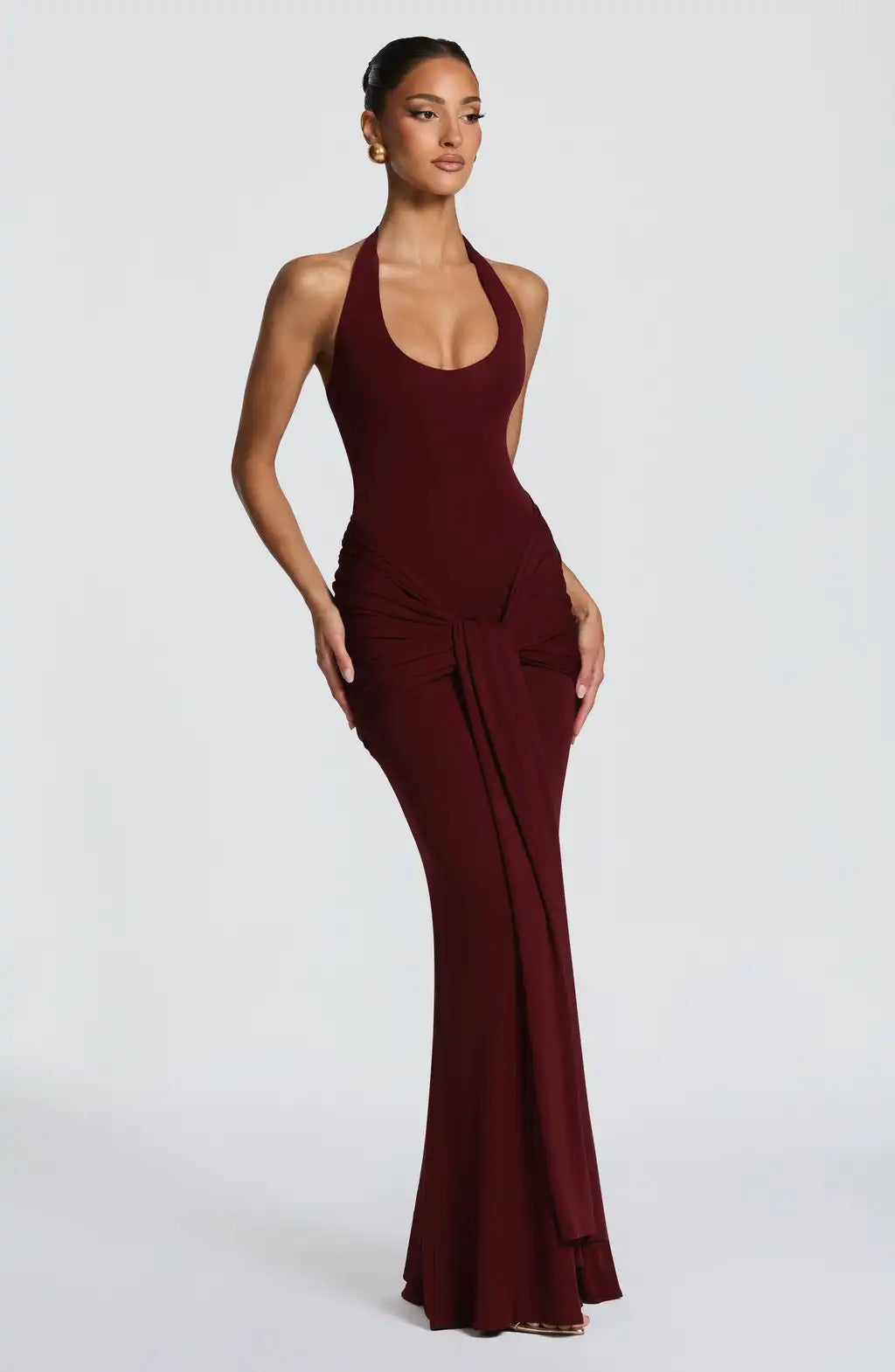 Sexy Halter Ruched Tie Bodycon Mermaid Dress