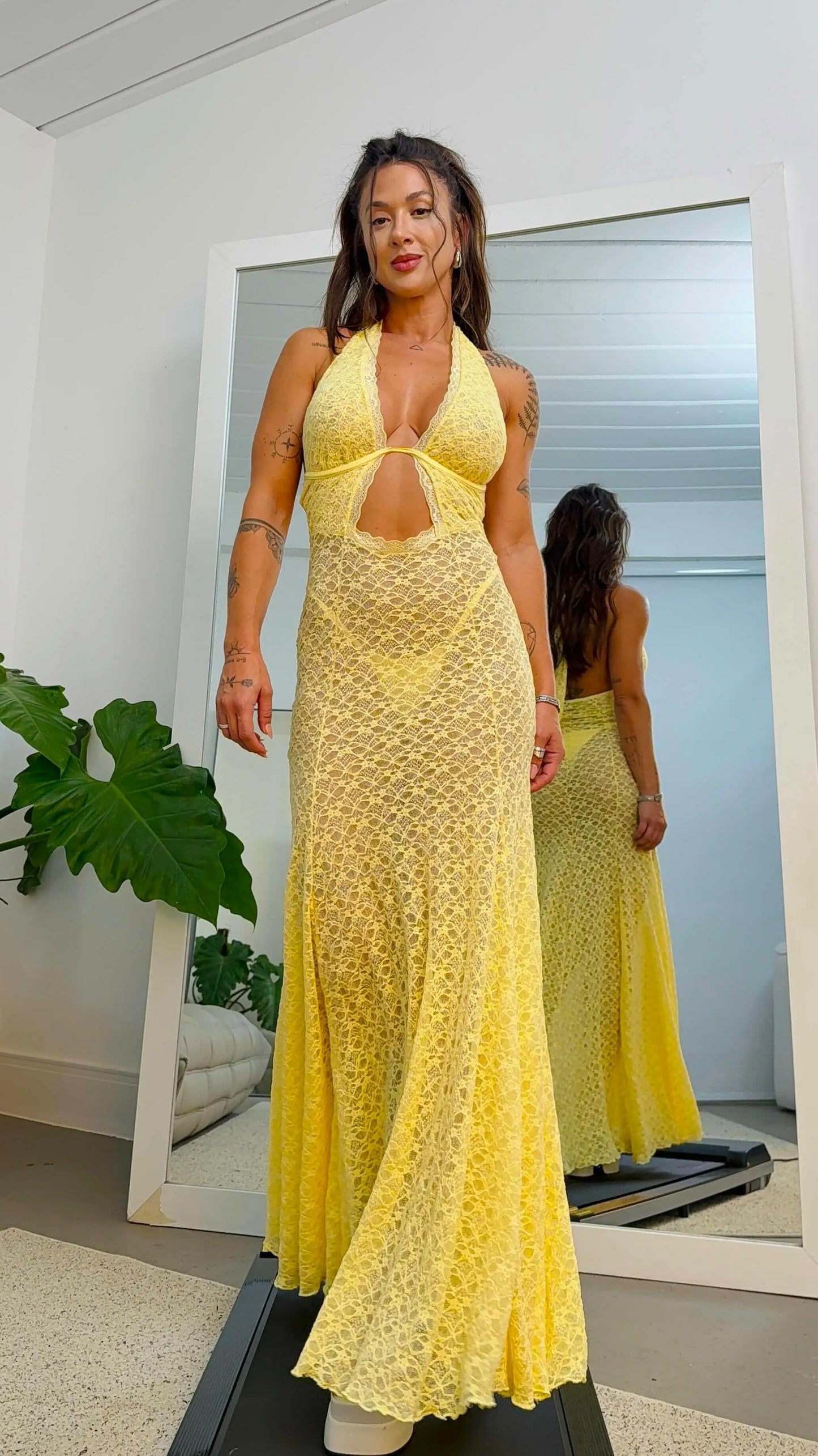 Sexy Halter Lace Sheer Evening Gown