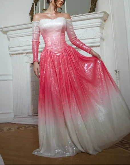 Sexy off-the-Shoulder Tube Top Gradient Dress