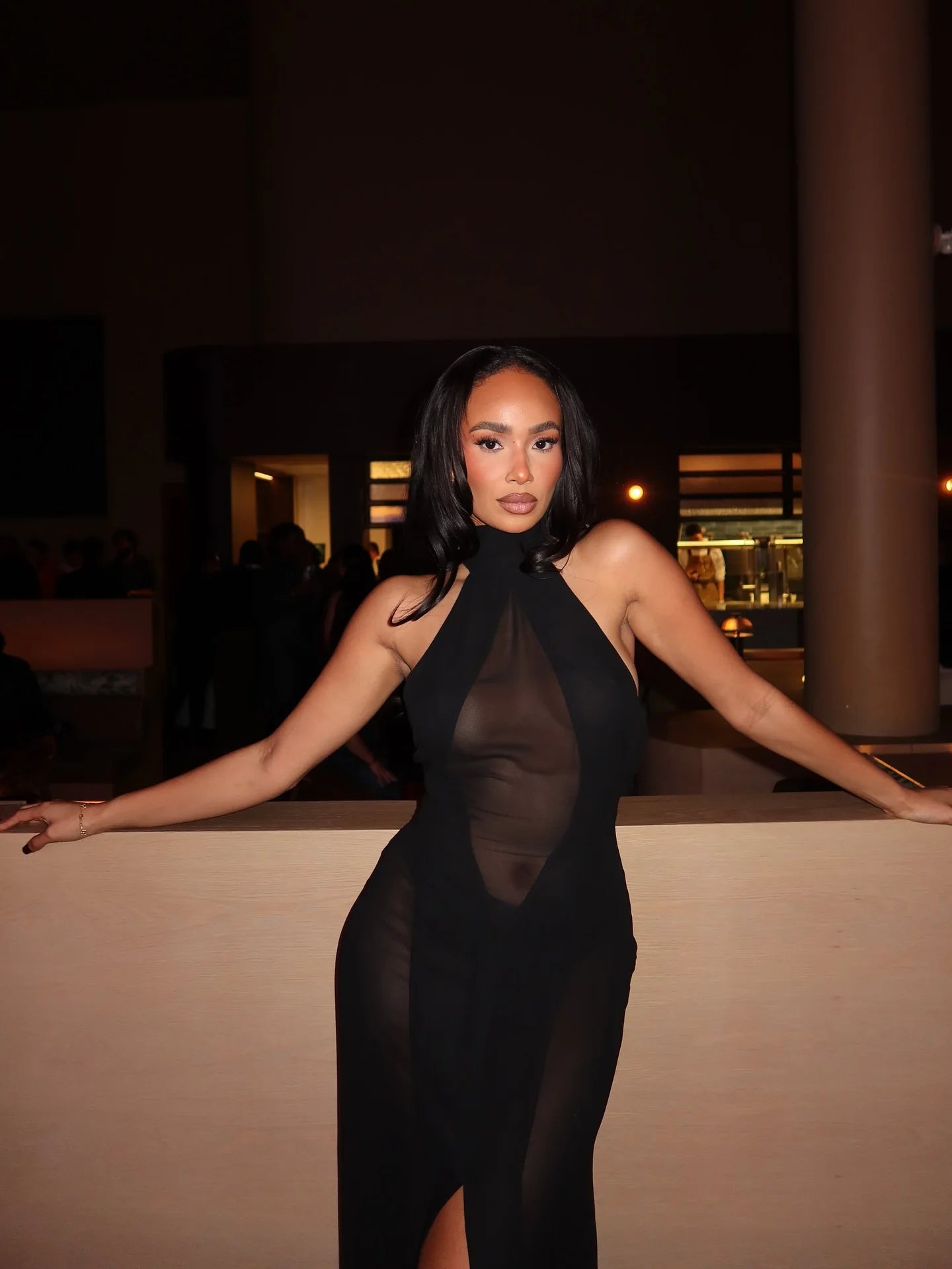 Sexy Sleeveless Halter See-through Dress