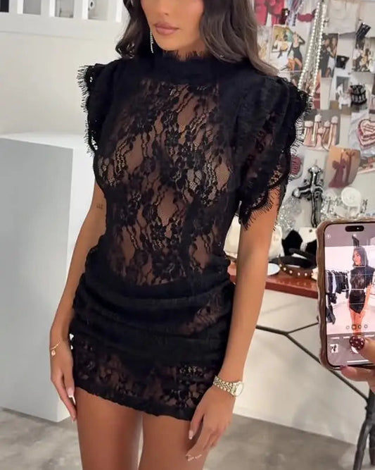 Sexy See-through Lace Mini Dress