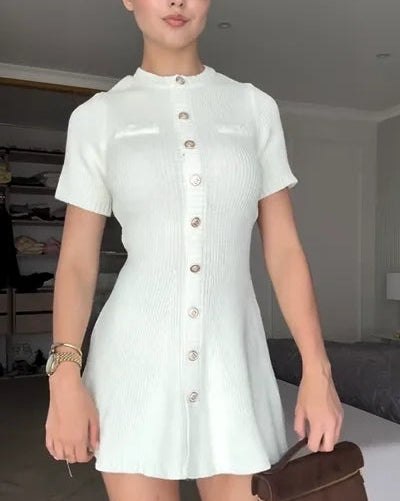 Sexy Short Sleeve round Neck Temperament Mini Dress